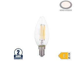 6W LED FILAMENT E14 C35 Kerze Glas 720 Lumen Neutralweiß