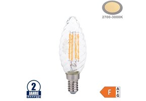 4W LED FILAMENT E14 C35 Gedrehte Kerze Glas 400 Lumen Warmweiß