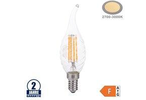 4W LED FILAMENT E14 C35 Gedrehte Windstoßkerze Glas 400 Lumen Warmweiß