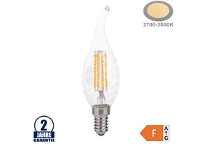4W LED FILAMENT E14 C35 Gedrehte Windstoßkerze Glas 400 Lumen Warmweiß