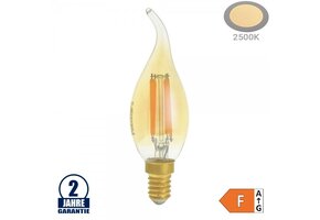 4W LED Vintage E14 C35 Windstoßkerze Gold Glas Warmweiß 2500K