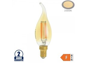 4W LED Vintage E14 C35 Windstoßkerze Gold Glas Warmweiß 2500K