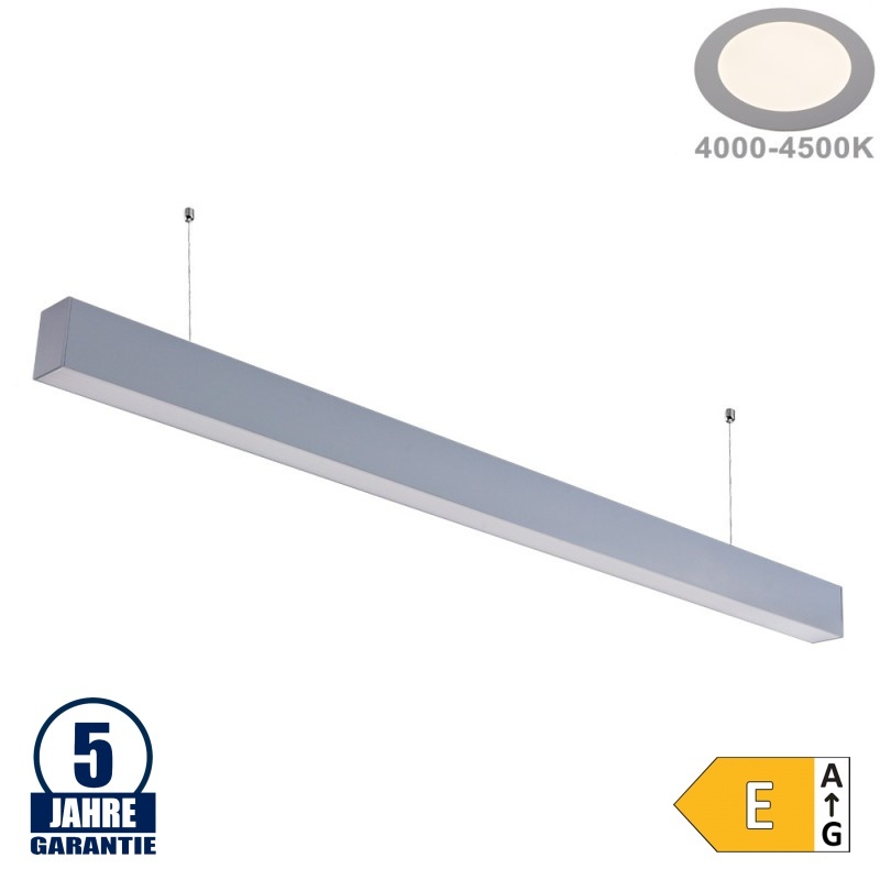 40W LED Linearleuchte Slim Professional mit Abhängung Silber Neutralweiß