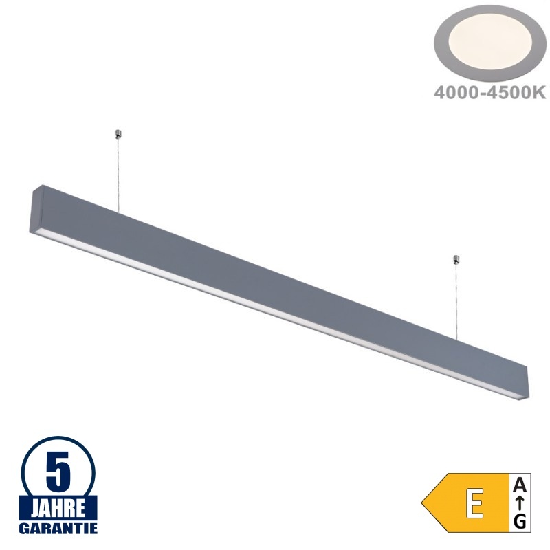 50W LED Linearleuchte Up and Down Professional mit Abhängung Silber Neutralweiß