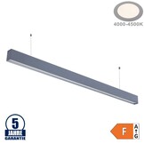 50W LED Linearleuchte mit Abhängung UGR19 Silber Neutralweiß