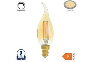 4W LED Vintage E14 C35 Windstoßkerze Gold Glas Warmweiß 2500K Dimmbar