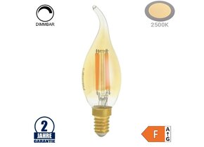 4W LED Vintage E14 C35 Windstoßkerze Gold Glas Warmweiß 2500K Dimmbar