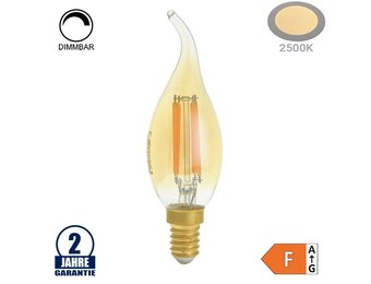 4W LED Vintage E14 C35 Windstoßkerze Gold Glas Warmweiß 2500K Dimmbar