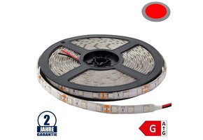 60SMD/m 14,4W/m 12V Led Streifen 5050 Rot Spritzwassergeschützt 5m