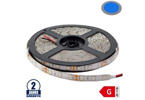 60SMD/m 14,4W/m 12V Led Streifen 5050 Blau Spritzwassergeschützt 5m