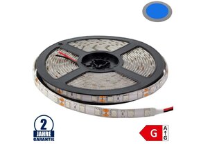 60SMD/m 14,4W/m 12V Led Streifen 5050 Blau Spritzwassergeschützt 5m