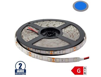 60SMD/m 14,4W/m 12V Led Streifen 5050 Blau Spritzwassergeschützt 5m