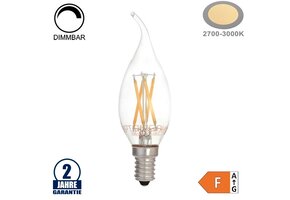 4W LED Vintage E14 C35 Windstoßkerze Glas Warmweiß Dimmbar