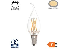 4W LED Vintage E14 C35 Windstoßkerze Glas Warmweiß Dimmbar