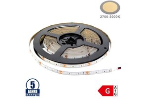 120SMD/m 9,6W/m 12V Professional LED Streifen 1808 Warmweiß Spritzwassergeschützt 5m