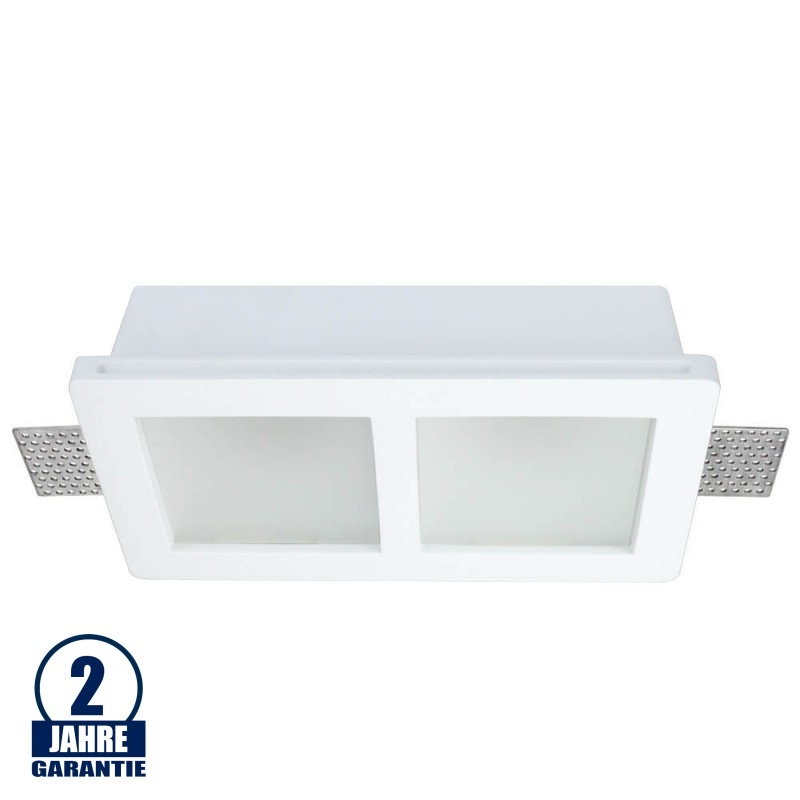 Einbaurahmen Trimless für LED GU10 Quadratisch matt 2-fach Weiß