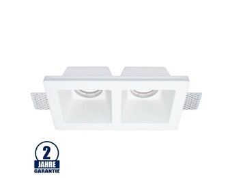 Einbaurahmen Trimless für LED GU10 Quadratisch 2-fach Weiß