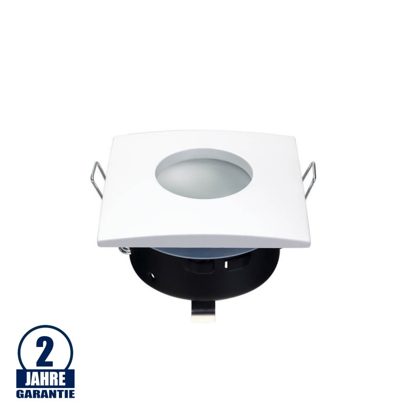 Einbaurahmen für LED GU10 Strahlwassergeschützt Quadratisch Weiß IP65