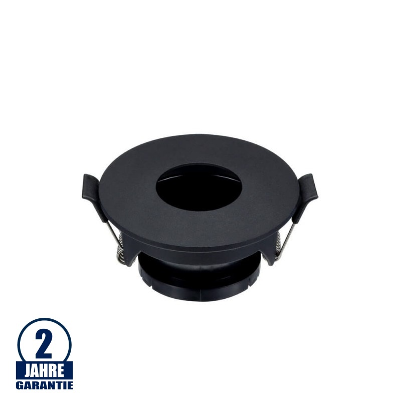 Einbaurahmen für LED GU10 Rund mit rundem Lichtauslass Schwarz