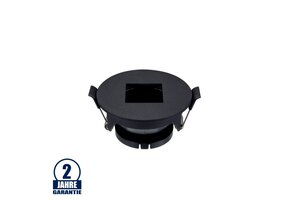 Einbaurahmen für LED GU10 Rund mit quad. Lichtauslass Schwarz