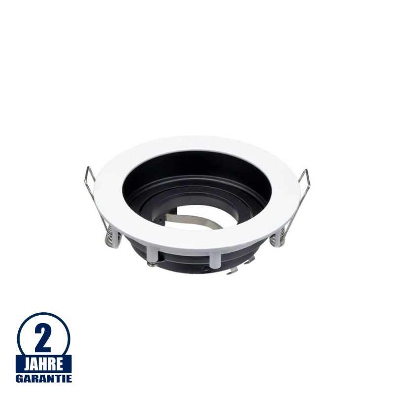 Einbaurahmen Alu für LED GU10 Rund inkl. Fassung Weiß/Schwarz