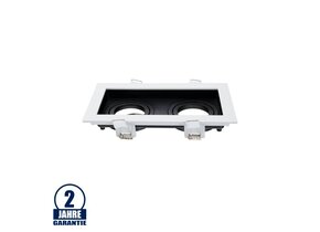 Einbaurahmen Alu für LED GU10 Rechteckig inkl. Fassung 2-fach Weiß/Schwarz