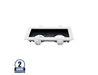 Einbaurahmen Alu für LED GU10 Rechteckig inkl. Fassung 2-fach Weiß/Schwarz