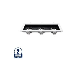 Einbaurahmen Alu für LED GU10 Rechteckig inkl. Fassung 3-fach Weiß/Schwarz