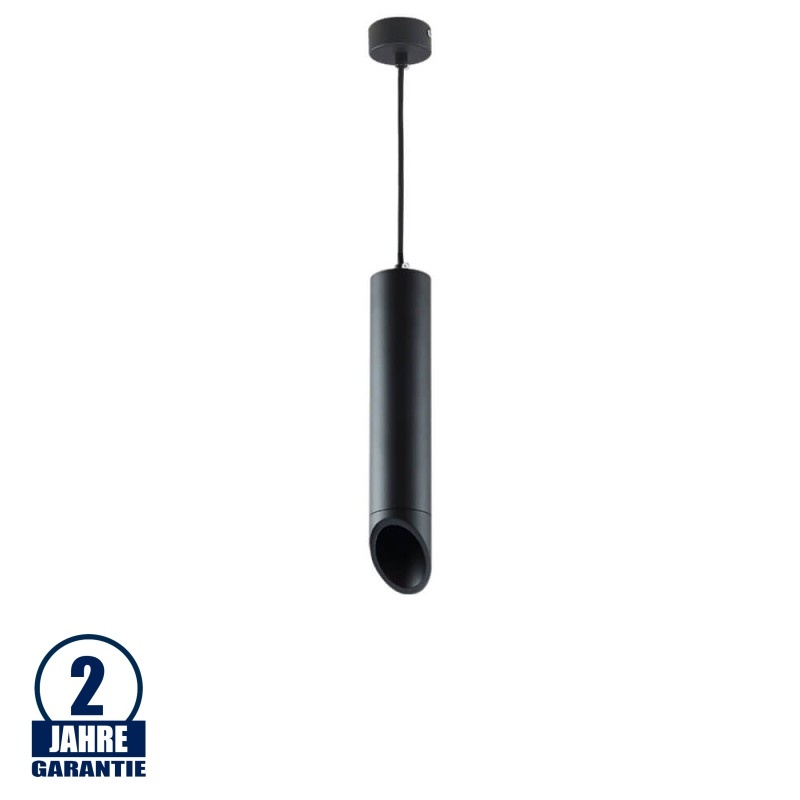 Pendelleuchte Slanted für GU10 30cm Schwarz mit schwarzem Reflektor