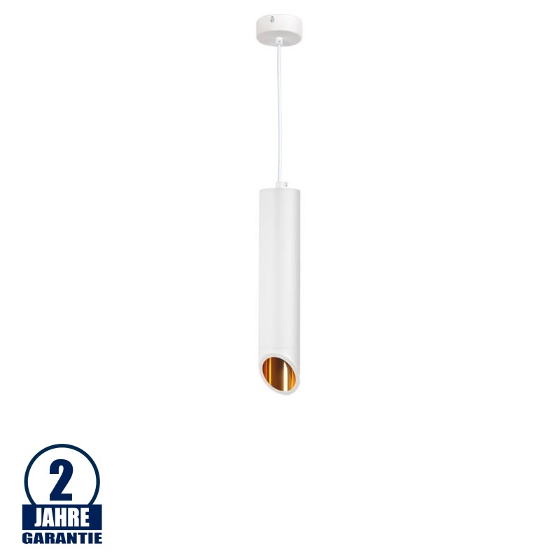 Pendelleuchte Slanted für GU10 30cm Weiß mit goldenem Reflektor