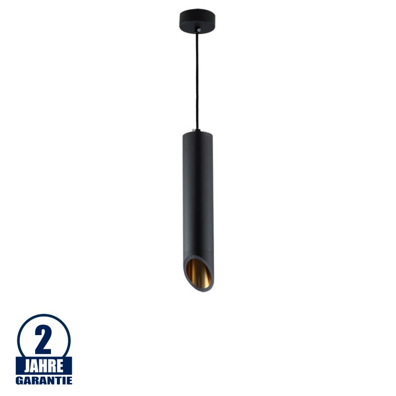 Pendelleuchte Slanted für GU10 30cm Schwarz mit goldenem Reflektor