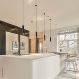 Pendelleuchte Slanted für GU10 30cm Schwarz mit goldenem Reflektor