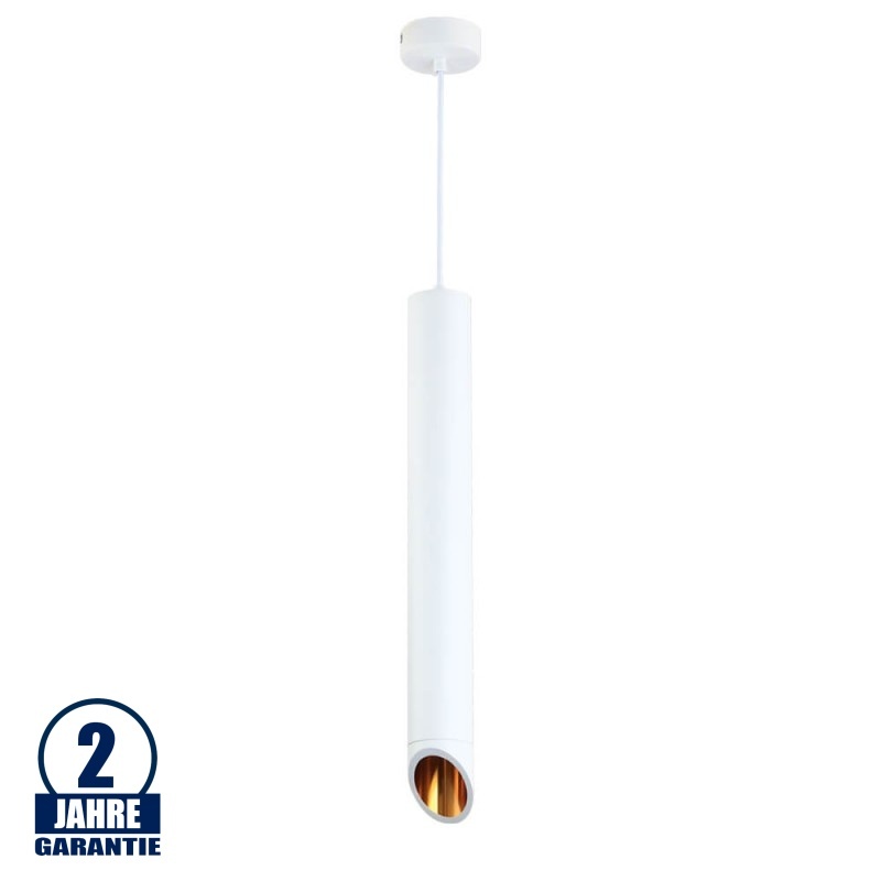 Pendelleuchte Slanted für GU10 50cm Weiß mit goldenem Reflektor