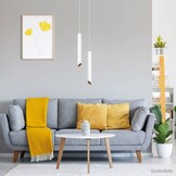 Pendelleuchte Slanted für GU10 50cm Weiß mit goldenem Reflektor