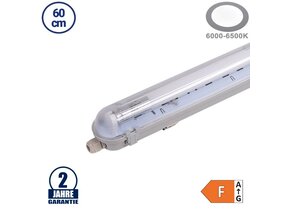 9W LED Feuchtraum/-Wannenleuchte inkl. Röhre SET 60cm einflammig IP65 Kaltweiß