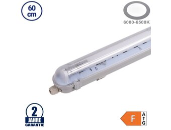9W LED Feuchtraum/-Wannenleuchte inkl. Röhre SET 60cm einflammig IP65 Kaltweiß