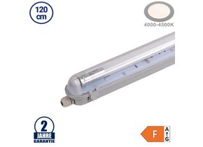 18W LED Feuchtraum/-Wannenleuchte inkl. Röhre SET 120cm einflammig IP65 Neutralweiß