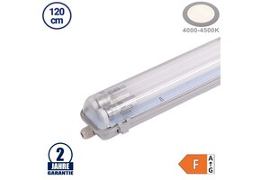36W LED Feuchtraum/-Wannenleuchte inkl. Röhren SET 120cm zweiflammig IP65 Neutralweiß
