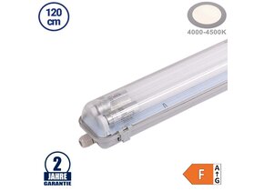 36W LED Feuchtraum/-Wannenleuchte inkl. Röhren SET 120cm zweiflammig IP65 Neutralweiß