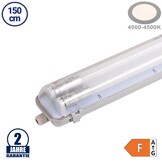 44W LED Feuchtraum/-Wannenleuchte inkl. Röhren SET 150cm zweiflammig IP65 Neutralweiß