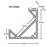 LED Profil 45° Winkel eloxiert 2m SET OP