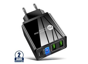 Schnellladegerät max.36W 3xUSB Schwarz