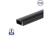 LED Profil Micro Schwarz 2m SET OP mit schwarzer Abdeckung