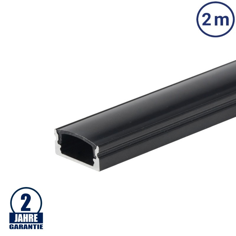 LED Profil Micro Schwarz 2m SET OP mit schwarzer Abdeckung