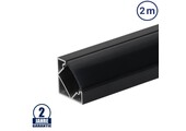 LED Profil 45° Winkel Schwarz 2m SET mit schwarzer Abdeckung OP