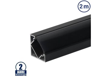 LED Profil 45° Winkel Schwarz 2m SET mit schwarzer Abdeckung OP