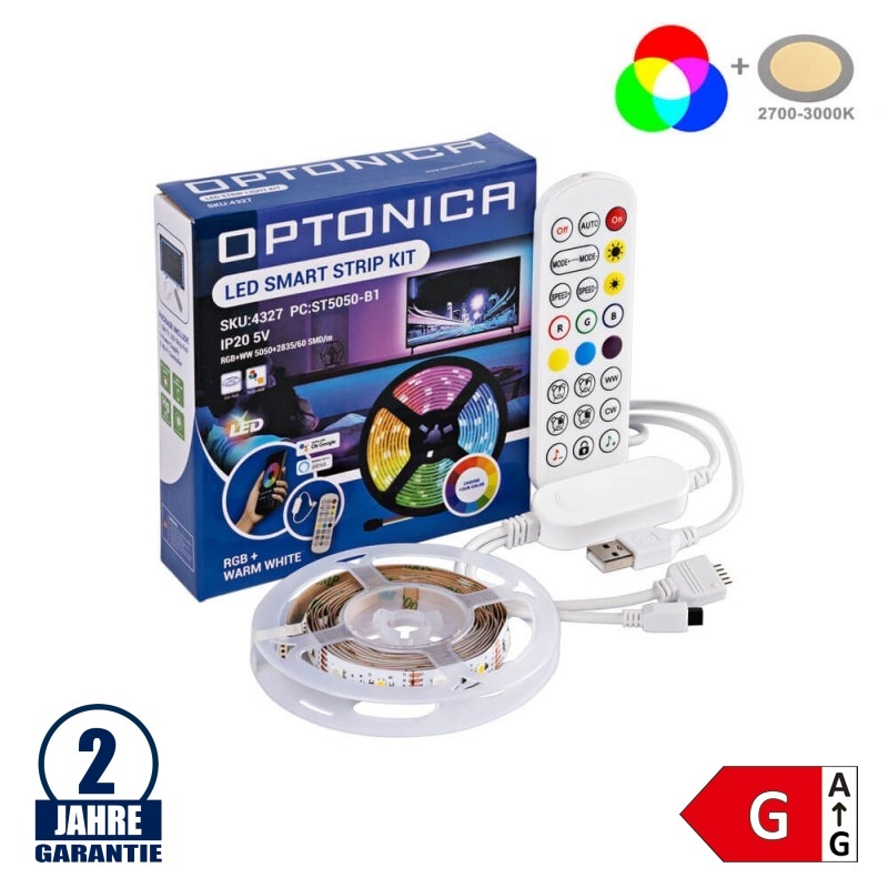 RGBWW Streifen-Set 2 Meter für TV inkl. WiFi Controller USB Anschluss 4W/m 60SMD/m 5V