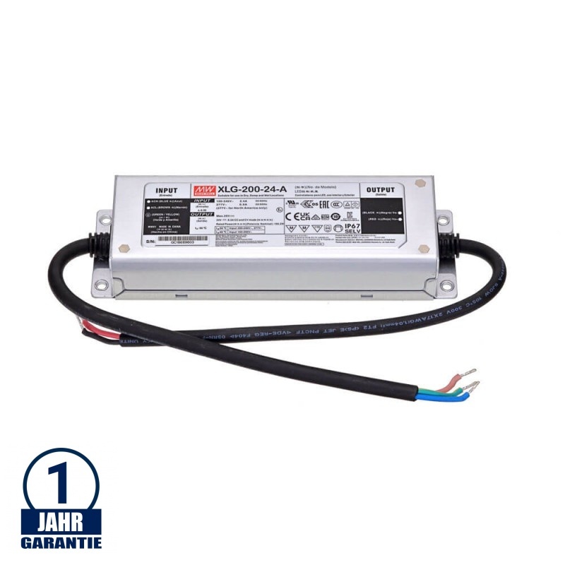 MEAN WELL 200W 24V DC Metall Netzteil IP67