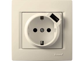 USB-Steckdose KARINA cremeweiß 250V/16A