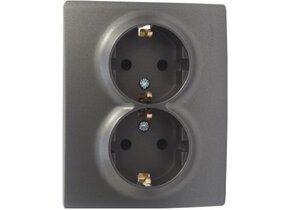 Doppelsteckdose KARINA anthrazit 250V/16A